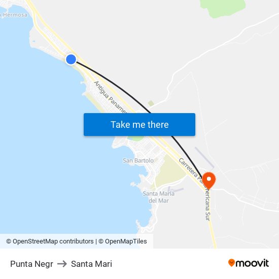 Punta Negr to Santa Mari map