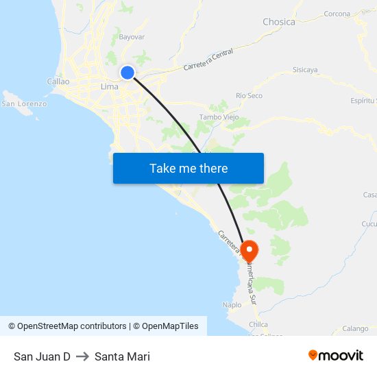 San Juan D to Santa Mari map