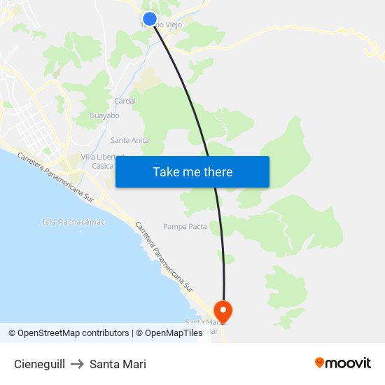 Cieneguill to Santa Mari map