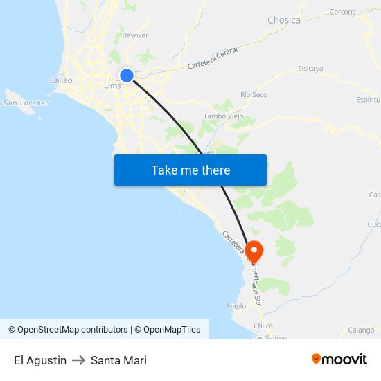 El Agustin to Santa Mari map