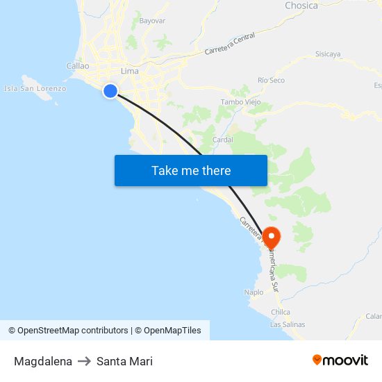 Magdalena to Santa Mari map