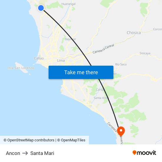 Ancon to Santa Mari map