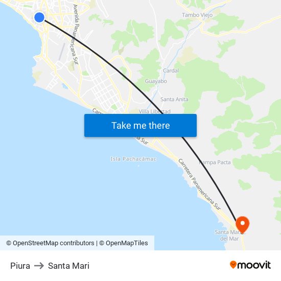Piura to Santa Mari map