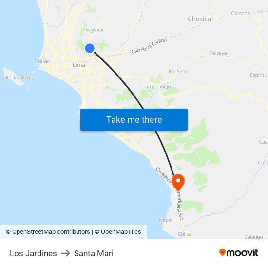 Los Jardines to Santa Mari map