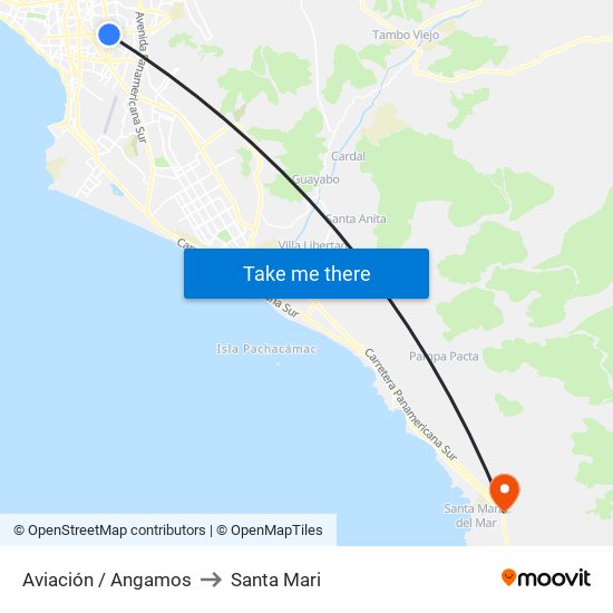 Aviación / Angamos to Santa Mari map