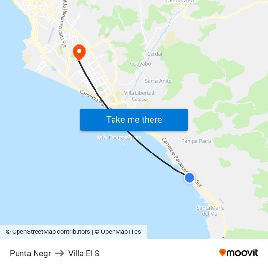 Punta Negr to Villa El S map