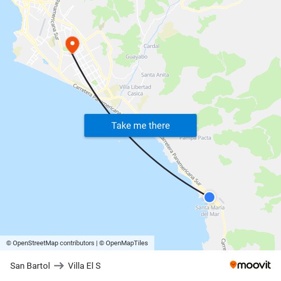 San Bartol to Villa El S map