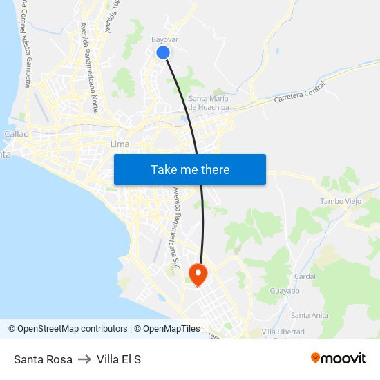 Santa Rosa to Villa El S map