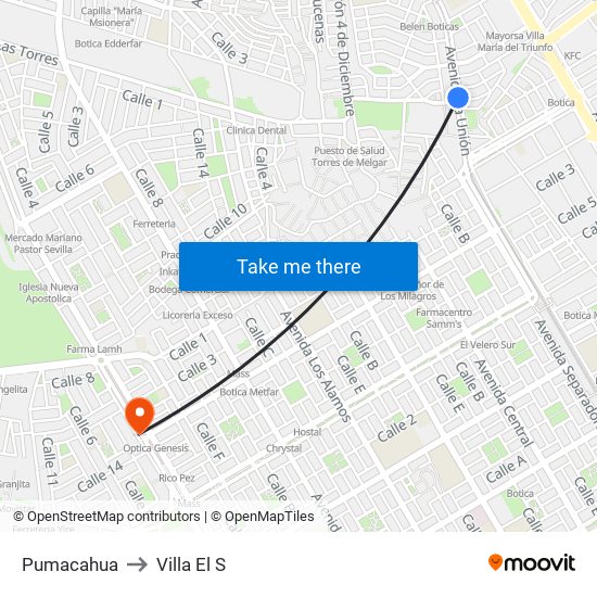 Pumacahua to Villa El S map