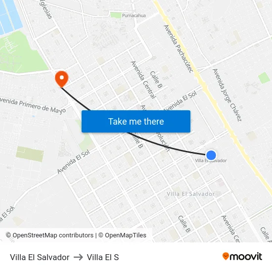 Villa El Salvador to Villa El S map