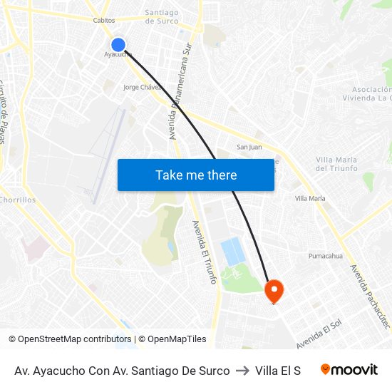Av. Ayacucho Con Av. Santiago De Surco to Villa El S map
