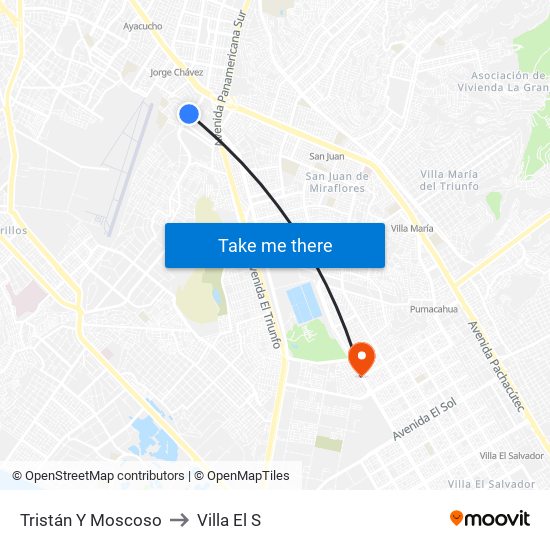 Tristán Y Moscoso to Villa El S map