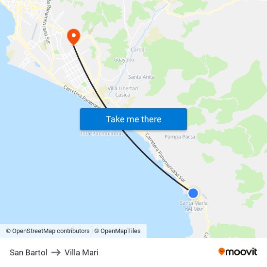 San Bartol to Villa Mari map