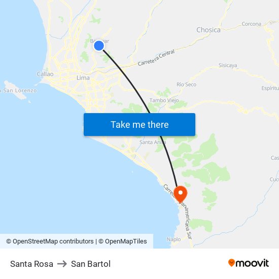 Santa Rosa to San Bartol map