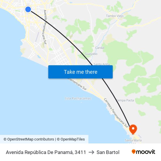 Avenida República De Panamá, 3411 to San Bartol map