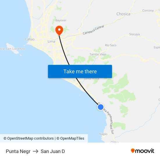 Punta Negr to San Juan D map