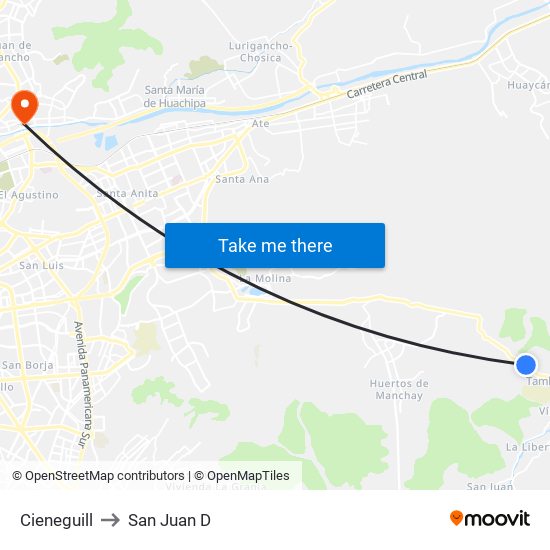 Cieneguill to San Juan D map
