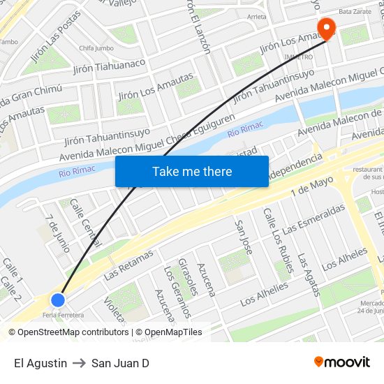 El Agustin to San Juan D map