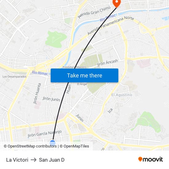 La Victori to San Juan D map