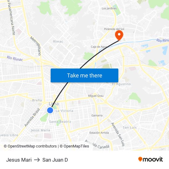 Jesus Mari to San Juan D map