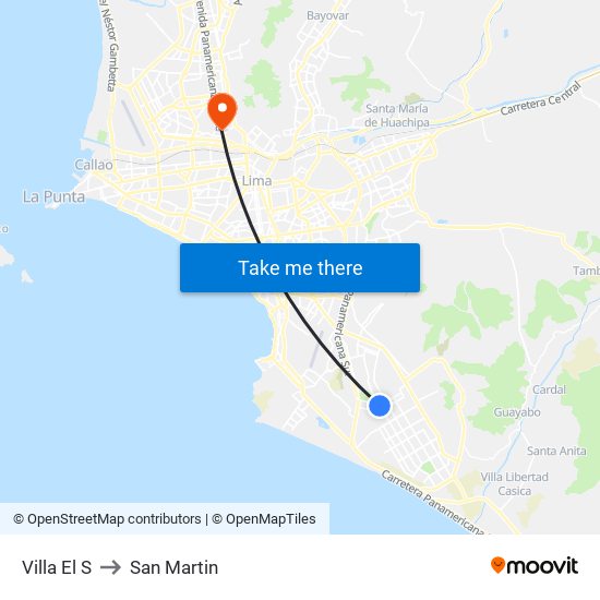 Villa El S to San Martin map