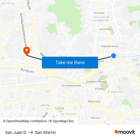 San Juan D to San Martin map