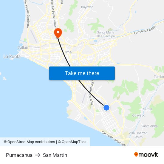 Pumacahua to San Martin map