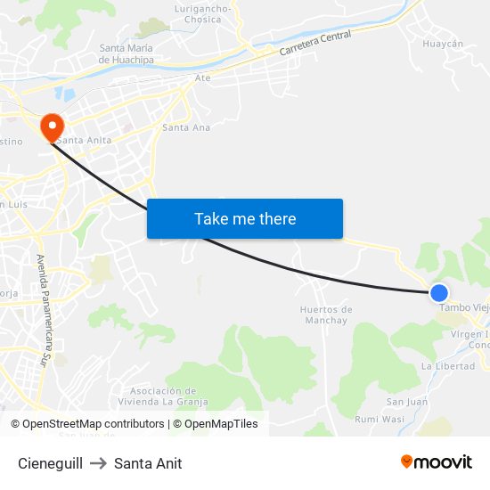 Cieneguill to Santa Anit map