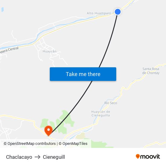 Chaclacayo to Cieneguill map