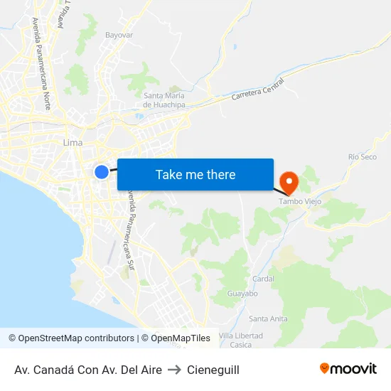 Av. Canadá Con Av. Del Aire to Cieneguill map