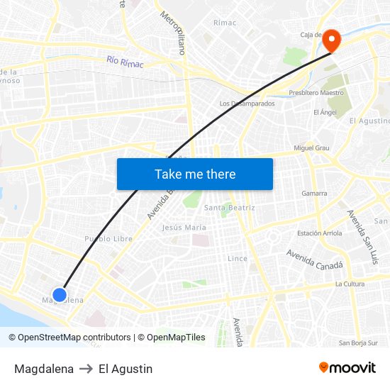 Magdalena to El Agustin map
