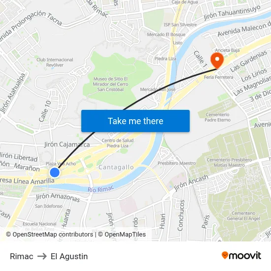 Rimac to El Agustin map