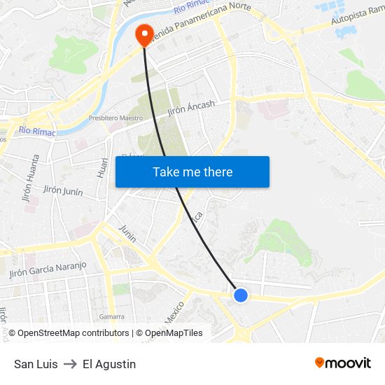 San Luis to El Agustin map