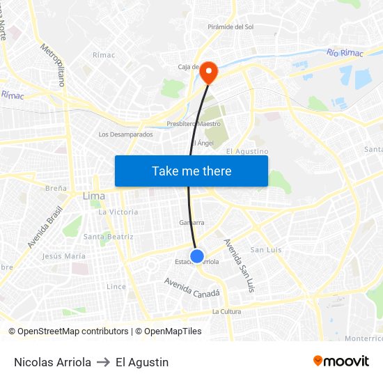 Nicolas Arriola to El Agustin map