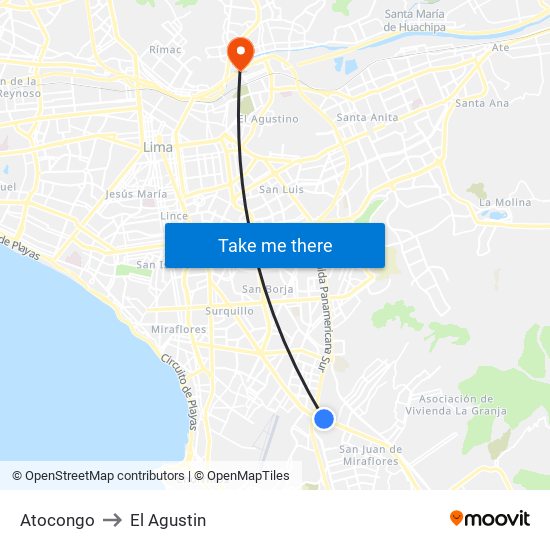 Atocongo to El Agustin map