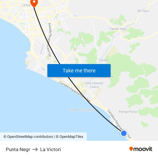 Punta Negr to La Victori map