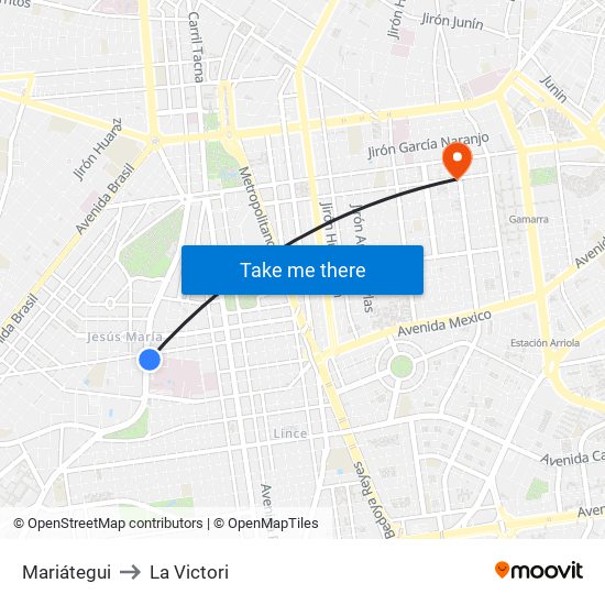 Mariátegui to La Victori map