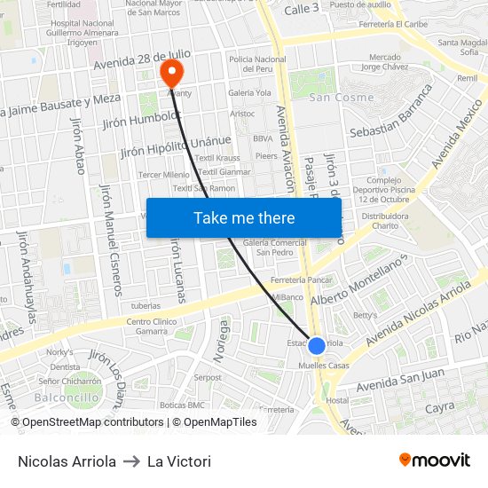 Nicolas Arriola to La Victori map