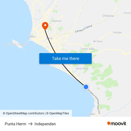 Punta Herm to Independen map
