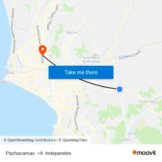 Pachacamac to Independen map