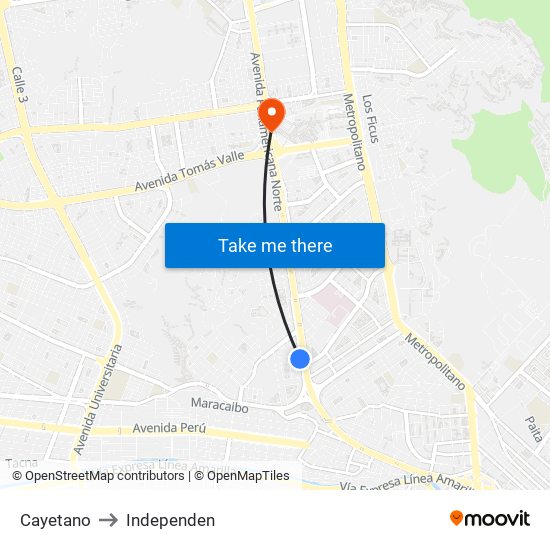 Cayetano to Independen map