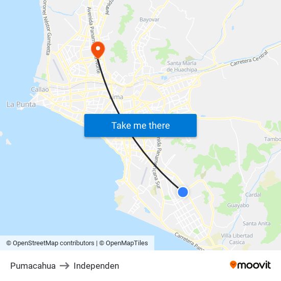 Pumacahua to Independen map
