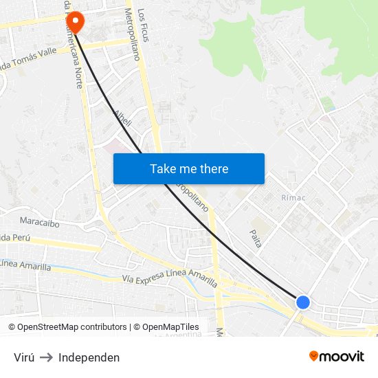 Virú to Independen map