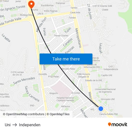 Uni to Independen map