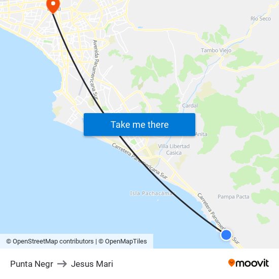 Punta Negr to Jesus Mari map