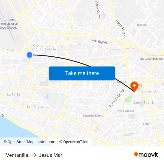 Ventanilla to Jesus Mari map