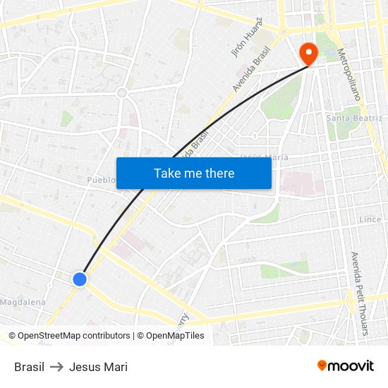 Brasil to Jesus Mari map