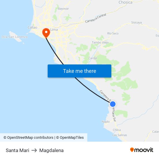 Santa Mari to Magdalena map