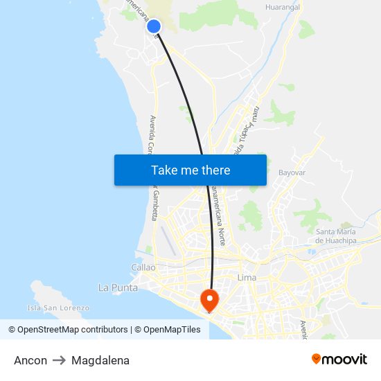 Ancon to Magdalena map