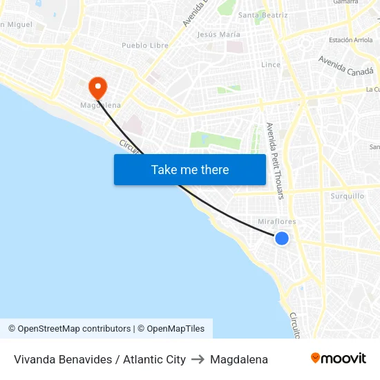 Vivanda Benavides / Atlantic City to Magdalena map